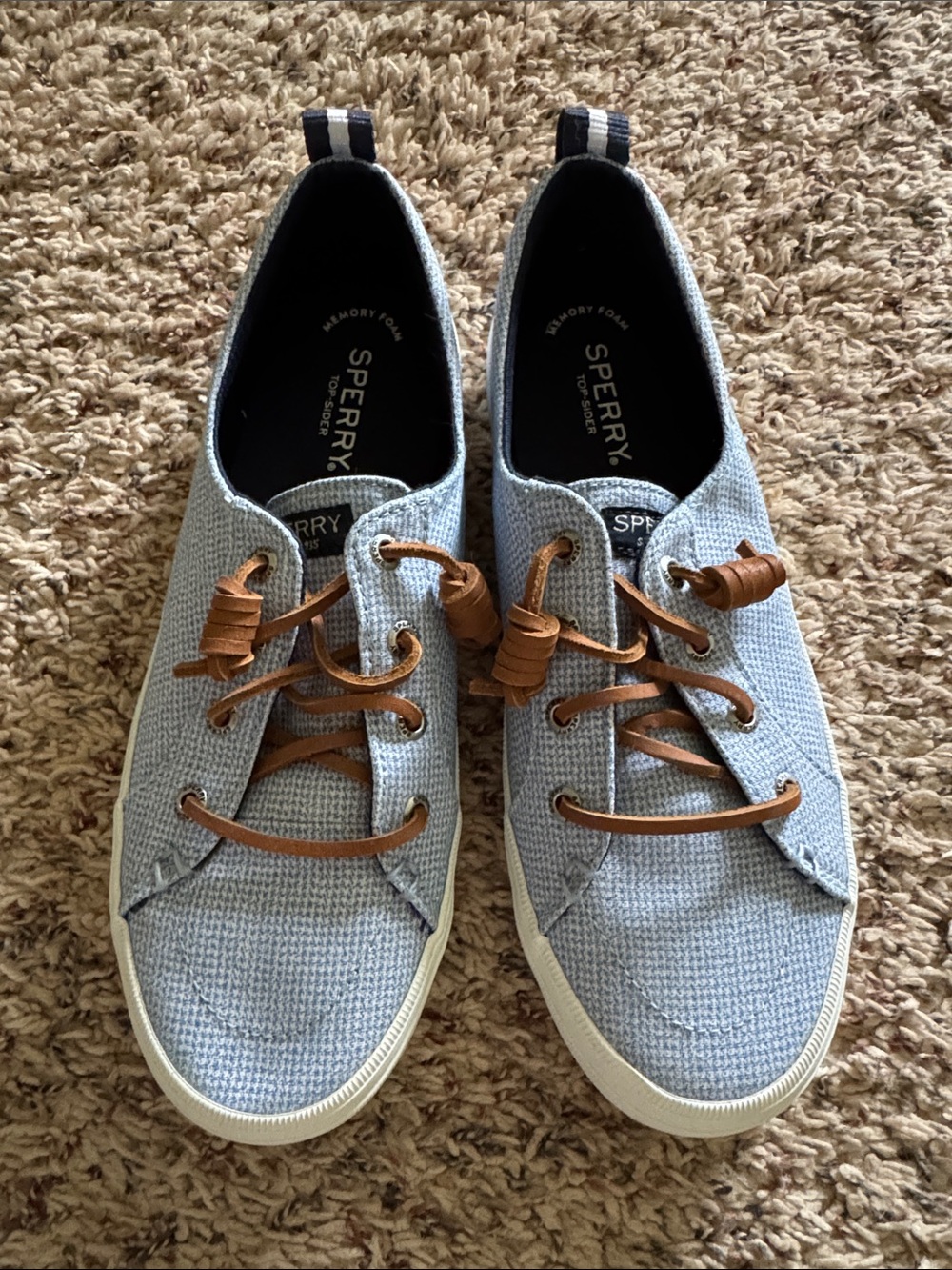 Sperry Light Blue Canvas Sneakers with Tan Laces NWOT